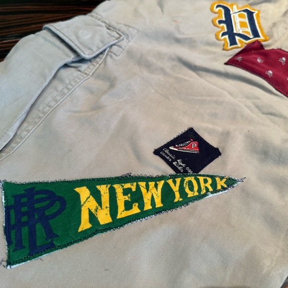 Ralph Lauren cargo firefighter tan canvas shorts P-Wing patches Men 30 waist - Picture 12 of 16